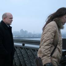 Александр Тютин и Ксения Князева на съемках фильма "На мосту"