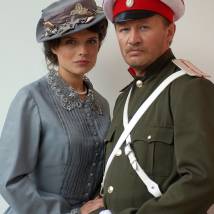 Анна Азарова и Олег Фомин на съемках фильма "Господа офицеры: спасти императора"