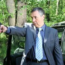 Олег Пальмов на съемках фильма "Слепой: Программа убивать"
