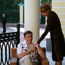 Анатолий Петров и Марина Черняева на съемках сериала "Слепой: Программа убивать"