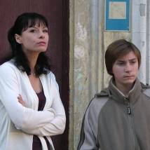 Ирина Лачина и Илья Крутояров на съемках фильма "На мосту"