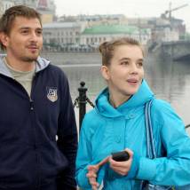 Петр Кислов и Людмила Свитова на съемках фильма "Любовь.ru"