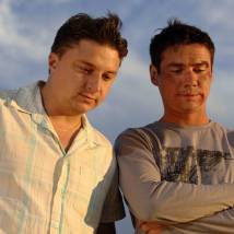 Максим Лагашкин и Денис Никифоров на съемках сериала "Река-Море"