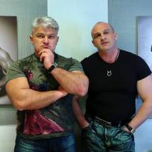 Владимир Турчинский и Алексей Огурцов на съемках фильма "Стерва"