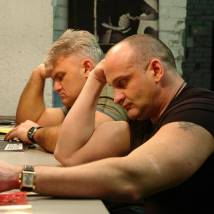 Алексей Огурцов и Владимир Турчинский на съемках фильма "Стерва"