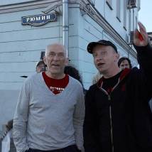 Александр Пашутин и Иван Охлобыстин на съемках киноальманаха "Москва, я люблю тебя!"
