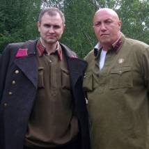 Алексей Шемес и Евгений Ермаков на съемках фильма "Десантный батя"