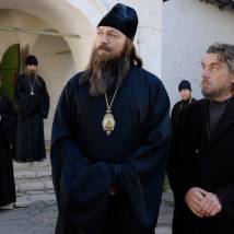 Юрий Цурило и Сергей Маковецкий на съемках фильма "Поп"