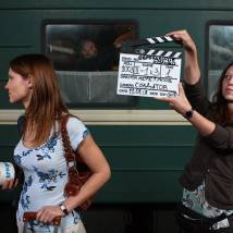 Юлия Пожидаева на съемках сериала "Обручальное кольцо"