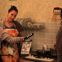 Евгения Чиркова на съемках сериала "Обручальное кольцо"