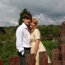 Алексей Коряков и Мария Буравлева на съемках фильма "Аннушка"