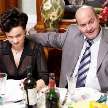 Янина Колесниченко и Вячеслав Гришечкин на съемках сериала "Маргоша"