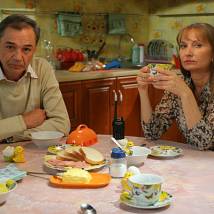 Евгений Леонов-Гладышев и Лариса Луппиан на съемках сериала "Слово женщине"
