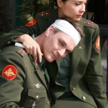 Николай Токарев и Ирина Лосева на съемках сериала "Кремлевские курсанты"