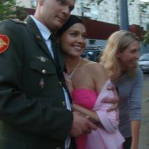 Николай Токарев и Ирина Лосева на съемках сериала "Кремлевские курсанты"