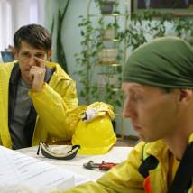Денис Бургазлиев и Михаил Тарабукин на съемках сериала "Час Волкова 3"