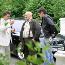 Александр Цуркан, Николай Чиндяйкин и Денис Бургазлиев на съемках сериала "Час Волкова 3"