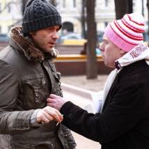 Григорий Константинопольский и Виктор Сухоруков на съемках фильма "Кошечка"