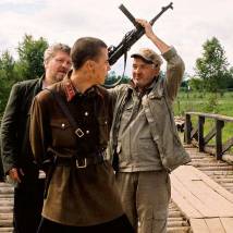 Александр Ляпин, Сергей Паршин и Алексей Козлов на съемках фильма "Лейтенант Суворов"