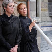 Лана Паули и Юлия Джербинова на съемках сериала "Брачный контракт"