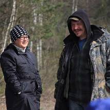 Продюсер Наталья Иванова и художник-постановщик Игорь Коцарев на съемках фильма "Одна война"