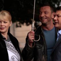Алена Шайтарова, Максим Дрозд и Ян Цапник на съемках сериала "Русский дубль" (© фото: Марианна Кузнецова)