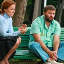 Ирина Бразговка и Михаил Пореченков на съемках сериала "Доктор Тырса"