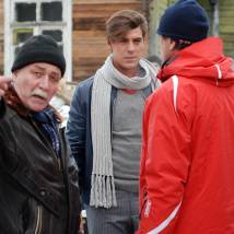 Юрий Шайгарданов, Дмитрий Дюжев на съемках фильма "Вербное воскресенье"