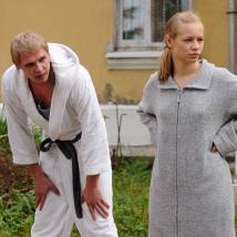 Александр Голубев и Светлана Устинова на съемках сериала "Золотой капкан"