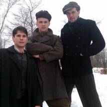 Степан Бекетов, Филипп Азаров и Павел Трубинер на съемках сериала "Военная разведка. Западный фронт"