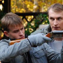 Анатолий Просалов и Юрий Горбач на съемках фильма "Самая счастливая"