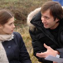 Юлия Снигирь и Дмитрий Черкасов на съемках сериала "Небо в огне"