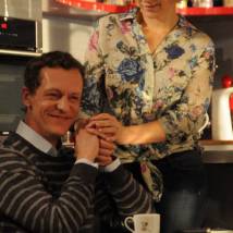 Евгений Крылов и Наталия Вдовина на съемках сериала "Голоса"