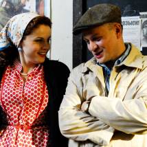 Екатерина Вуличенко, Михаил Евланов на съемках сериала "Однажды в Ростове"