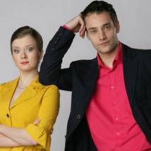 Екатерина Копанова и Роман Полянский на съемках сериала "Игрушки" (© фото: с сайта ctc-tv.ru)