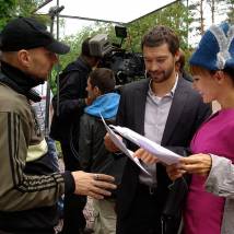 Юсуп Бахшиев, Владимир Кристовский и Екатерина Климова на съемках фильма "Свидание"
