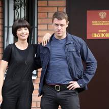 Ирина Лачина и Иван Оганесян на съемках сериала "Охраняемые лица"