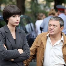 Ирина Лачина и Сергей Габриэлян на съемках сериала "Охраняемые лица"