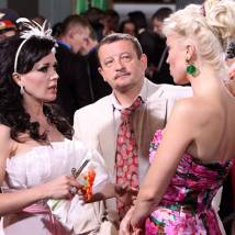 Анастасия Заворотнюк, Леонид Громов на съемках сериала "Аманда О"