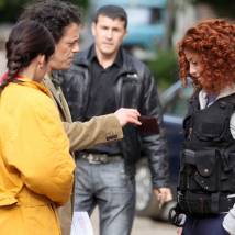 Марина Вайнбранд, Борис Хвошнянский на съемках сериала "Амазонки"