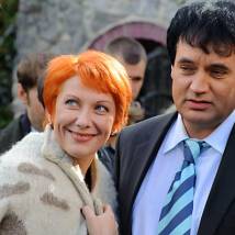 Оксана Сташенко и Дмитрий Лаленков на съемках сериала "Пончик Люся"
