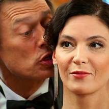 Анатолий Лобоцкий и Лидия Вележева на съемках сериала "Пончик Люся"
