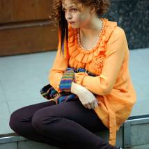 Елена Шилова на съемках сериала "Пончик Люся"