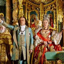 Александр Балуев, Ирина Розанова на съемках фильма "Петр Первый. Завещание"