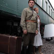 Евгений Дятлов и Светлана Фролова на съемках фильма "Чкалов"