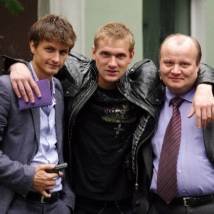 Евгений Славский, Борис Каморзин на съемках сериала "Хмуров"