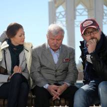Алексей Голубев, Сергей Никоненко на съемках фильма "Сердце мое - Астана"