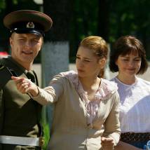 Сергей Мухин, Глафира Тарханова на съемках фильма "Лучший друг семьи"