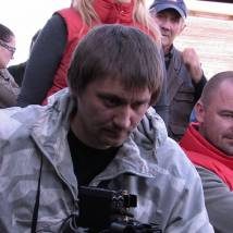 Павел Костомаров и Борис Хлебников на съемках фильма "Долгая счастливая жизнь"
