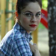 Марина Коняшкина на съемках сериала "Право на правду"